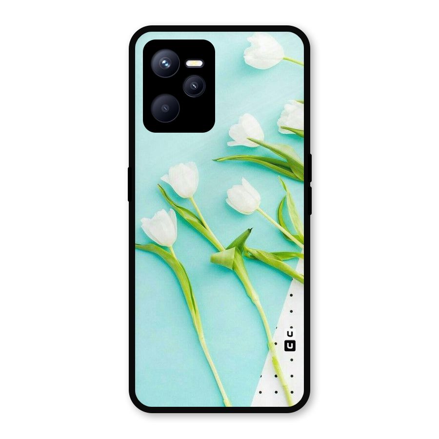 White Tulips Metal Back Case for Realme C35