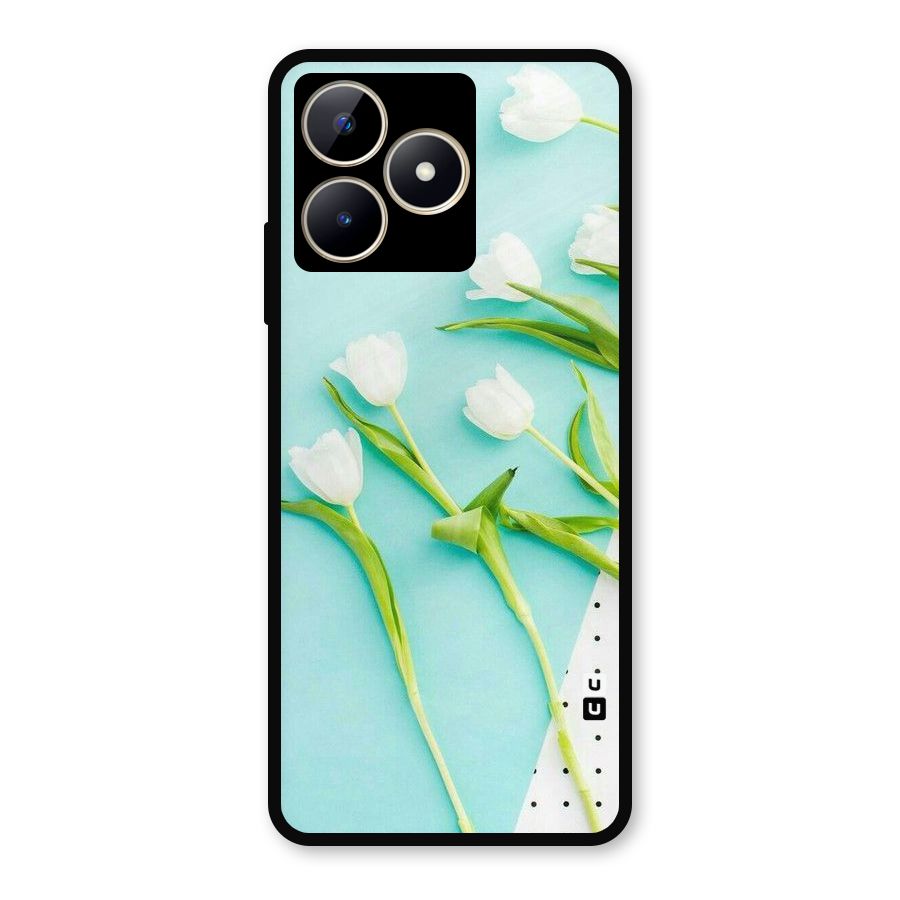 White Tulips Metal Back Case for Realme C53