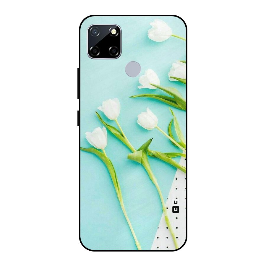 White Tulips Metal Back Case for Realme Narzo 20
