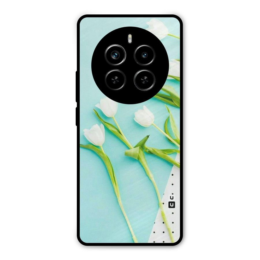 White Tulips Metal Back Case for Realme P1 Pro