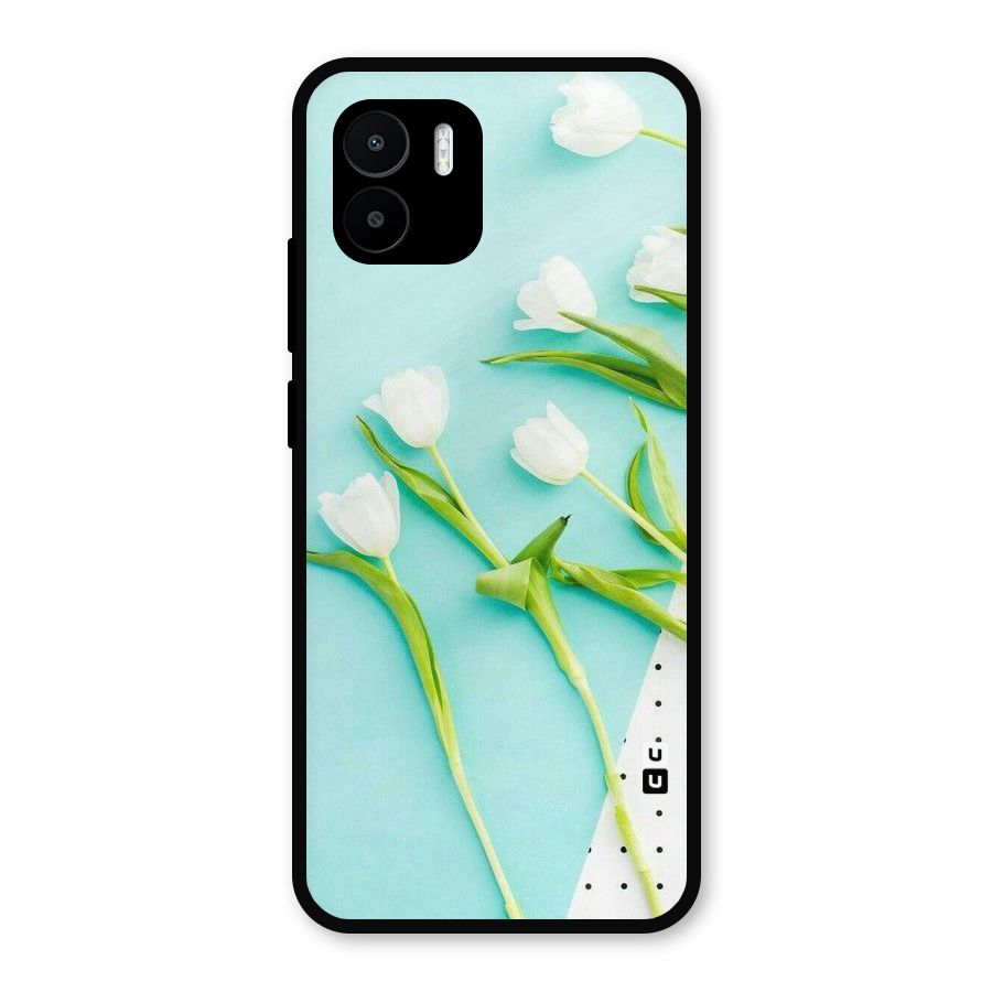 White Tulips Metal Back Case for Redmi A2