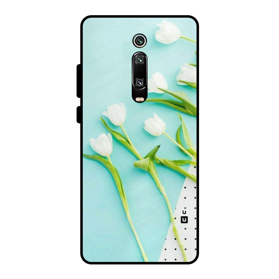 White Tulips Metal Back Case for Redmi K20 Pro