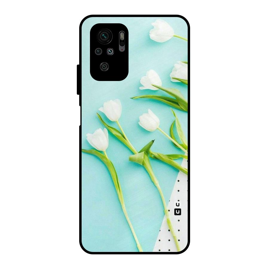 White Tulips Metal Back Case for Redmi Note 10S