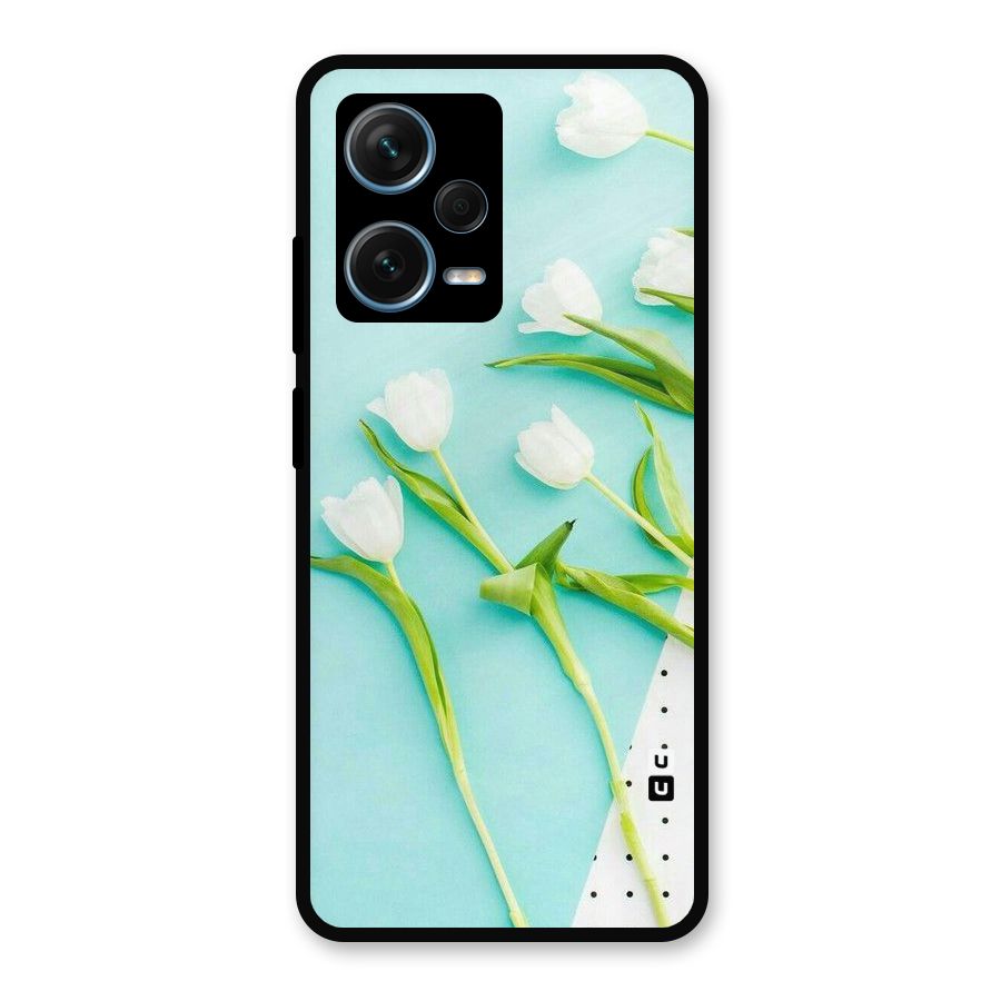 White Tulips Metal Back Case for Redmi Note 12 Pro Plus 5G