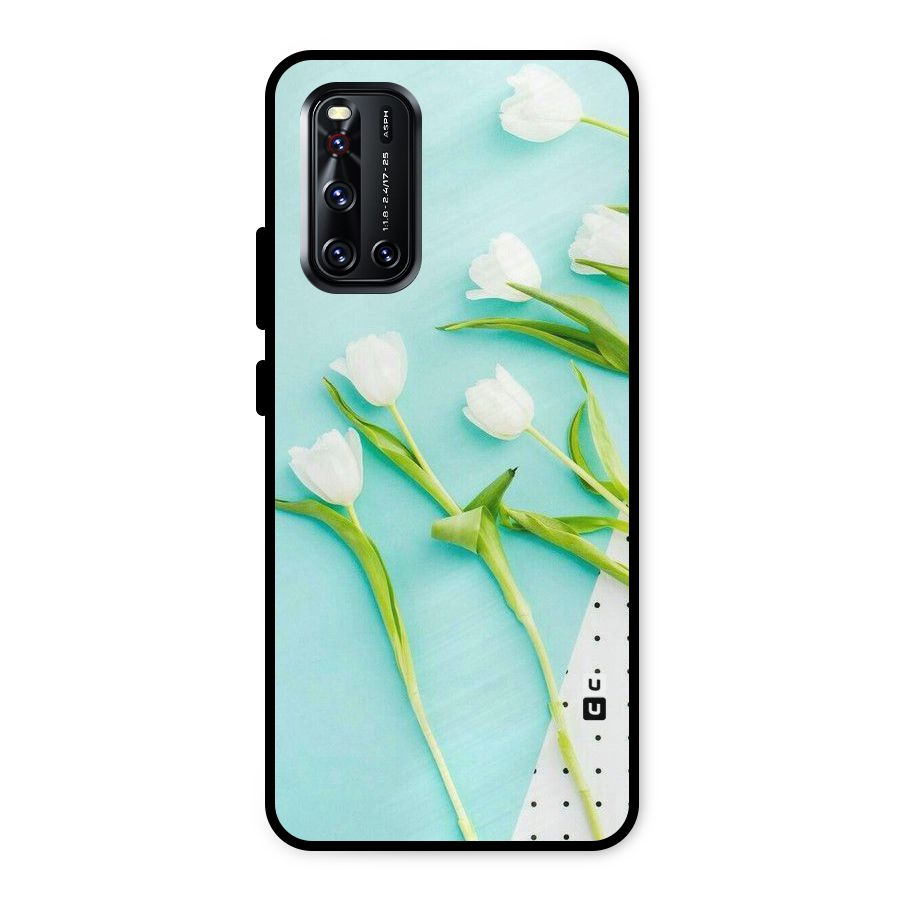 White Tulips Metal Back Case for Vivo V19