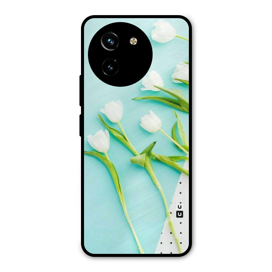 White Tulips Metal Back Case for Vivo Y200i
