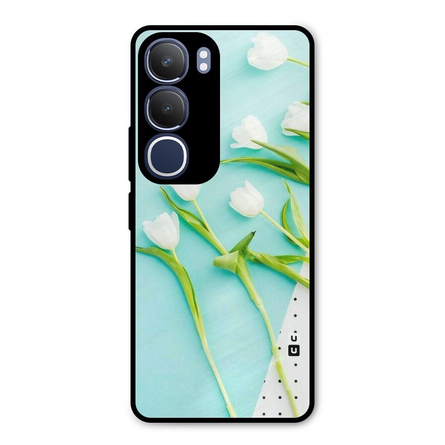 White Tulips Metal Back Case for Vivo Y29