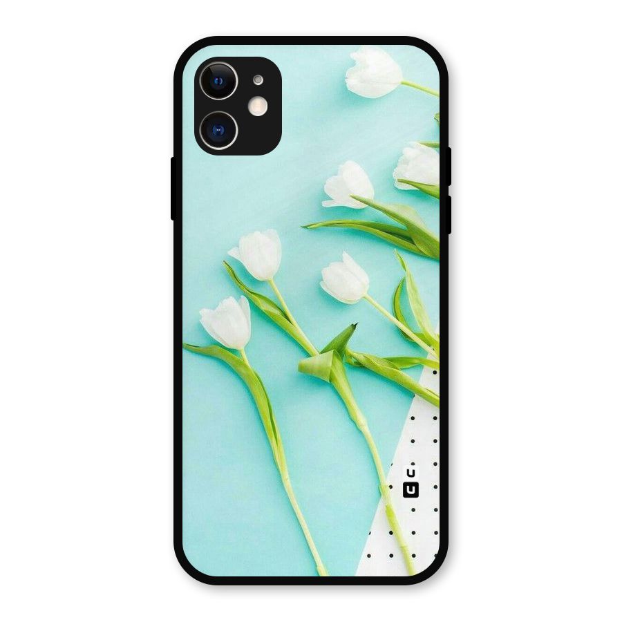 White Tulips Metal Back Case for iPhone 11