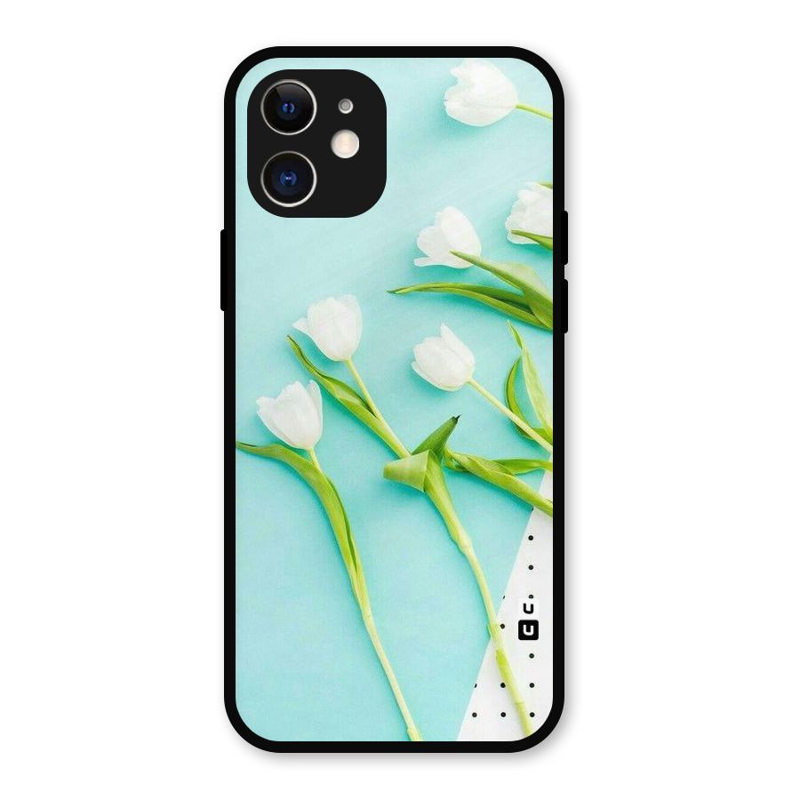 White Tulips Metal Back Case for iPhone 12