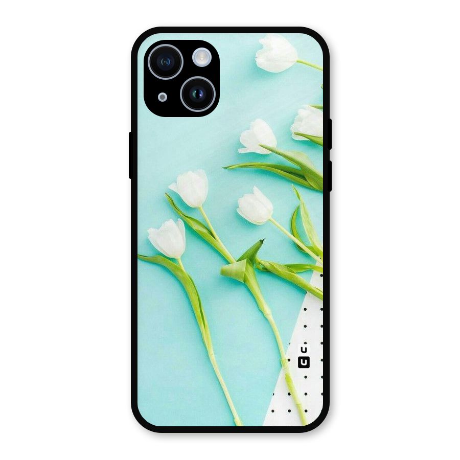 White Tulips Metal Back Case for iPhone 14