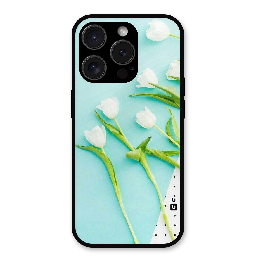 White Tulips Metal Back Case for iPhone 15 Pro