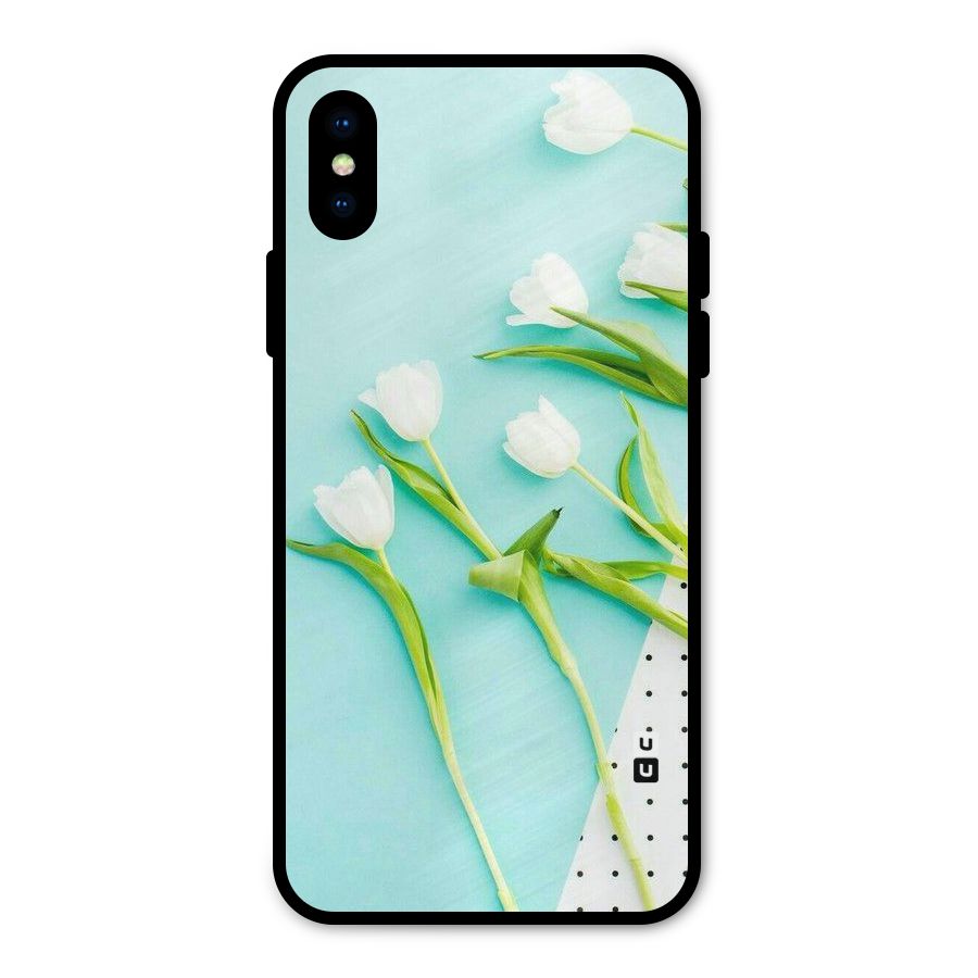White Tulips Metal Back Case for iPhone XS