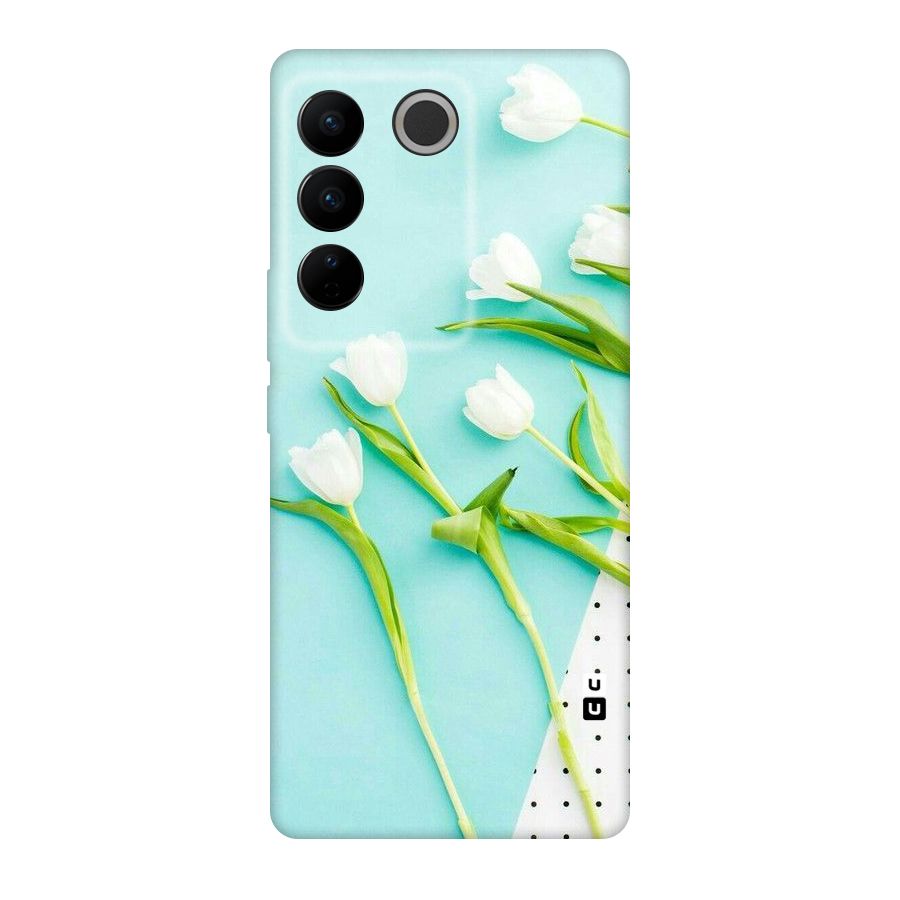 White Tulips Original Polycarbonate Back Case for Vivo V27