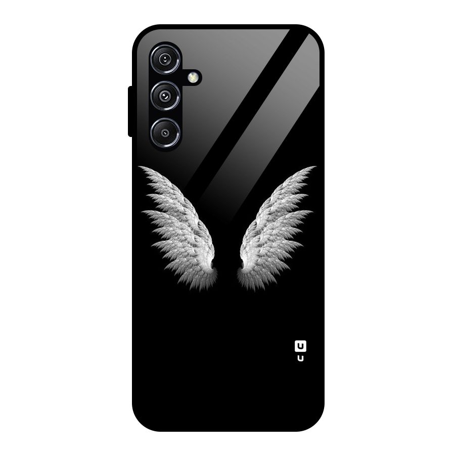 White Wings Glass Back Case for Galaxy M34 5G