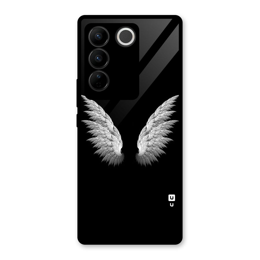 White Wings Glass Back Case for Vivo V27 Pro