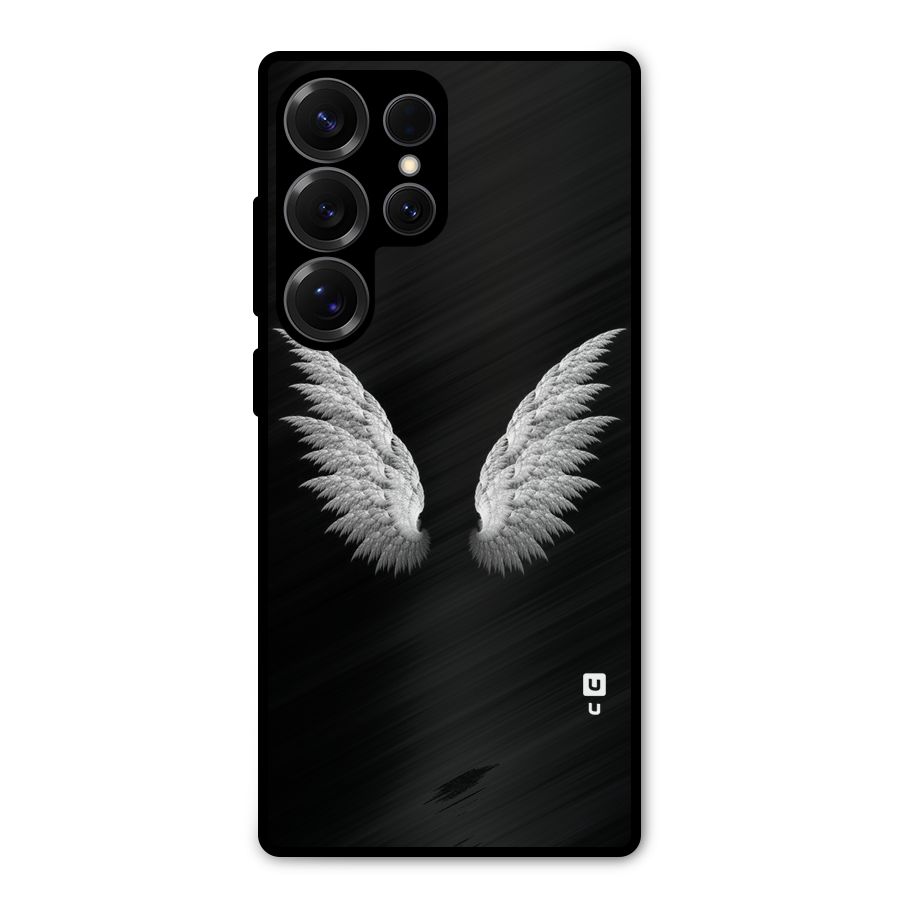 White Wings Metal Back Case for Galaxy S25 Ultra