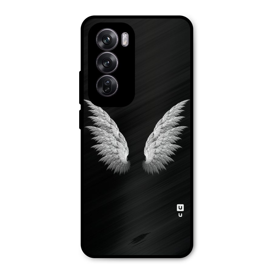White Wings Metal Back Case for Oppo Reno12 Pro