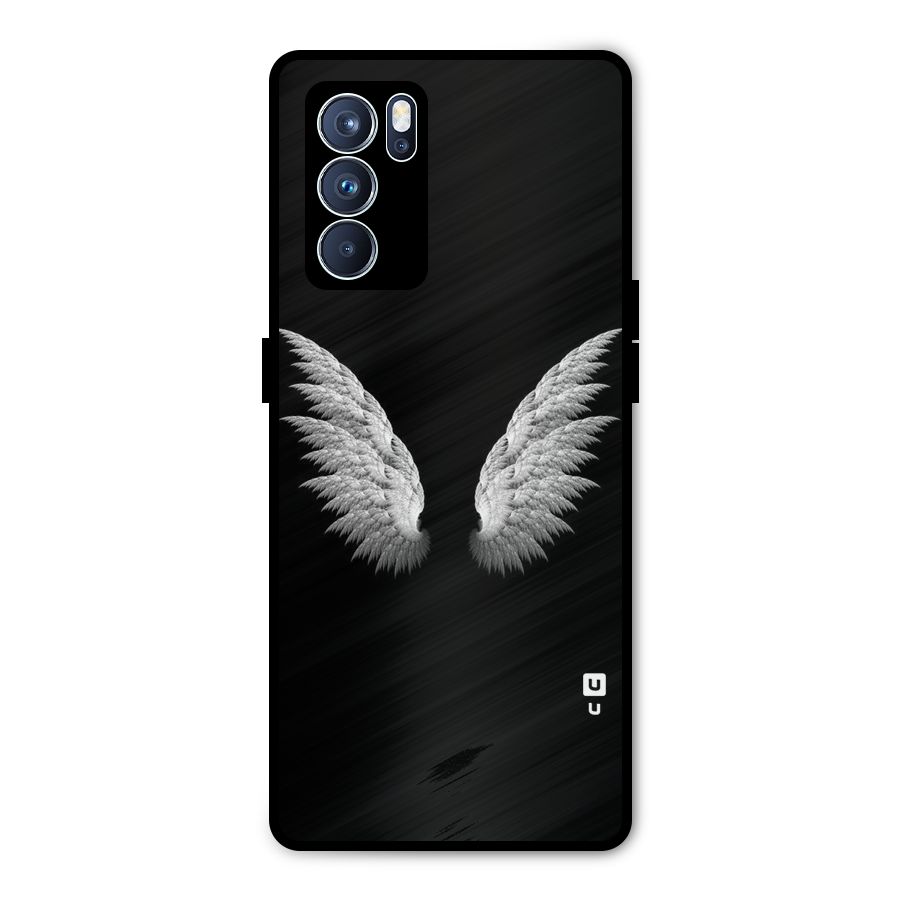 White Wings Metal Back Case for Oppo Reno6 Pro 5G