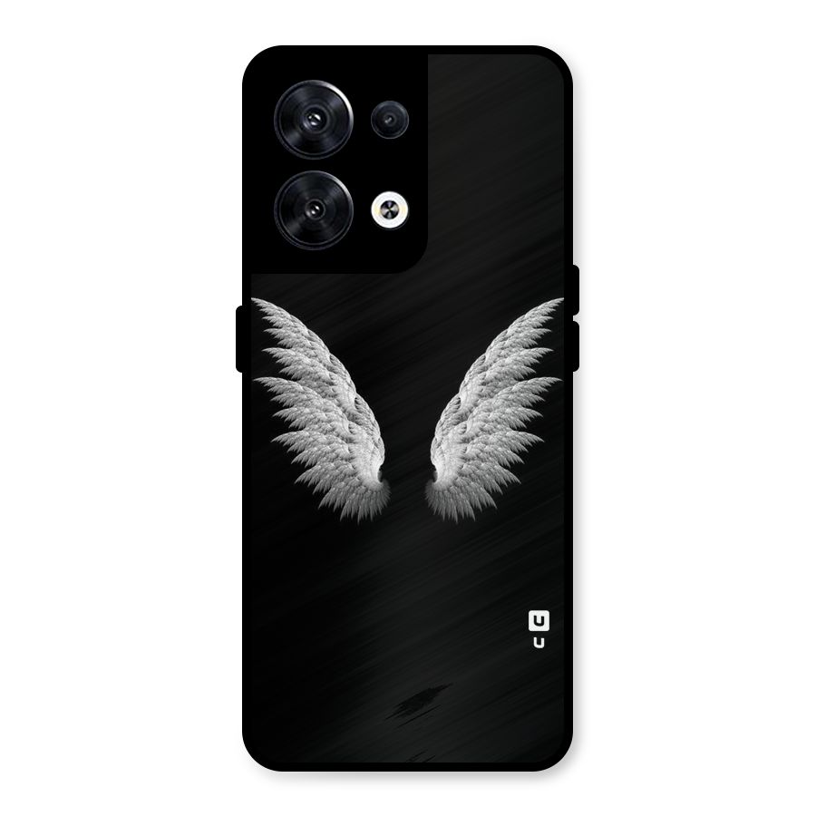 White Wings Metal Back Case for Oppo Reno8 5G