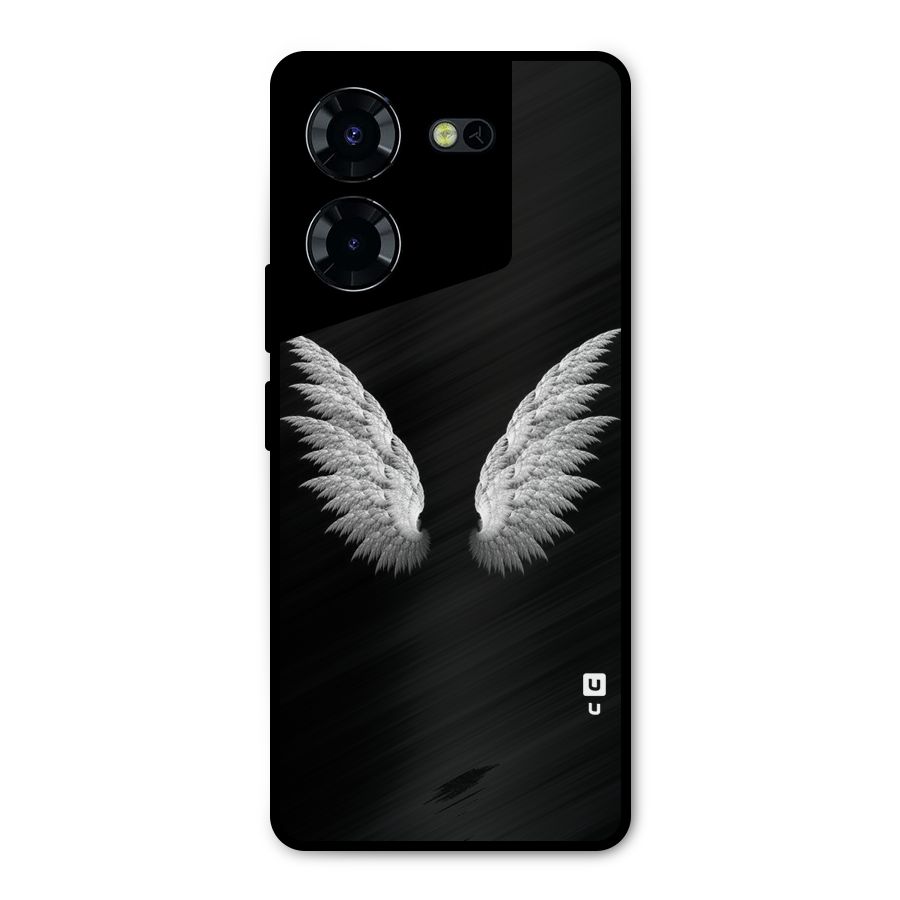 White Wings Metal Back Case for Tecno Pova 5 Pro 5G
