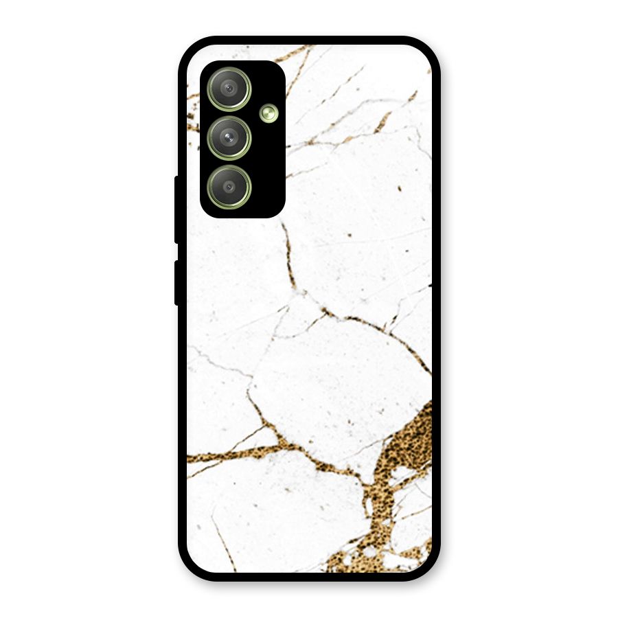White and Gold Design Glass Back Case for Galaxy A54