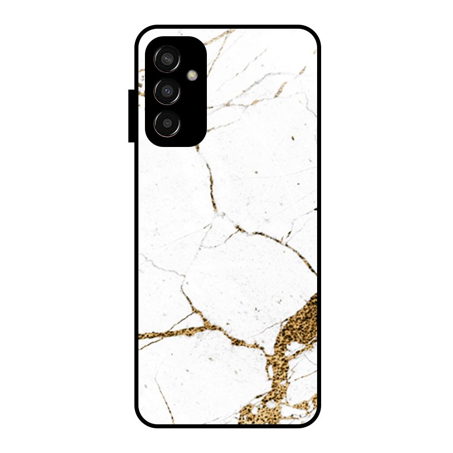 White and Gold Design Glass Back Case for Galaxy F13