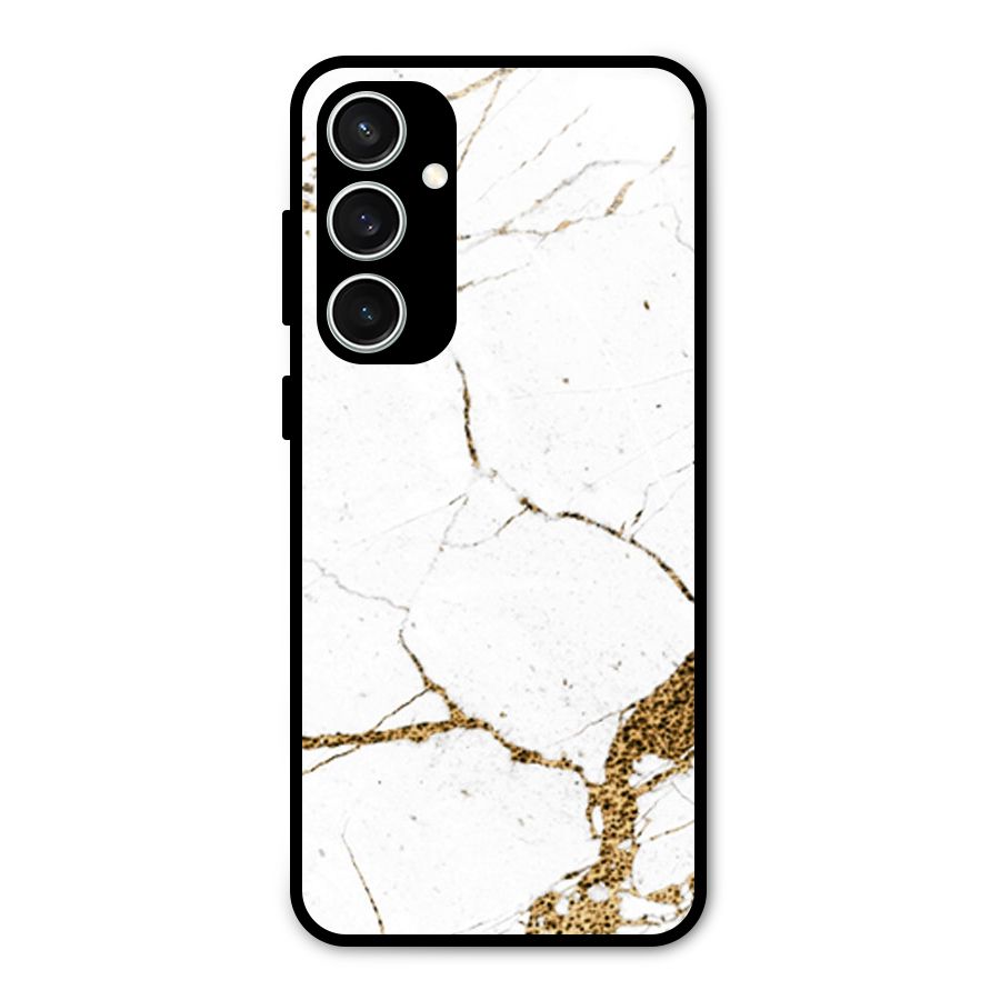 White and Gold Design Glass Back Case for Galaxy S23 FE