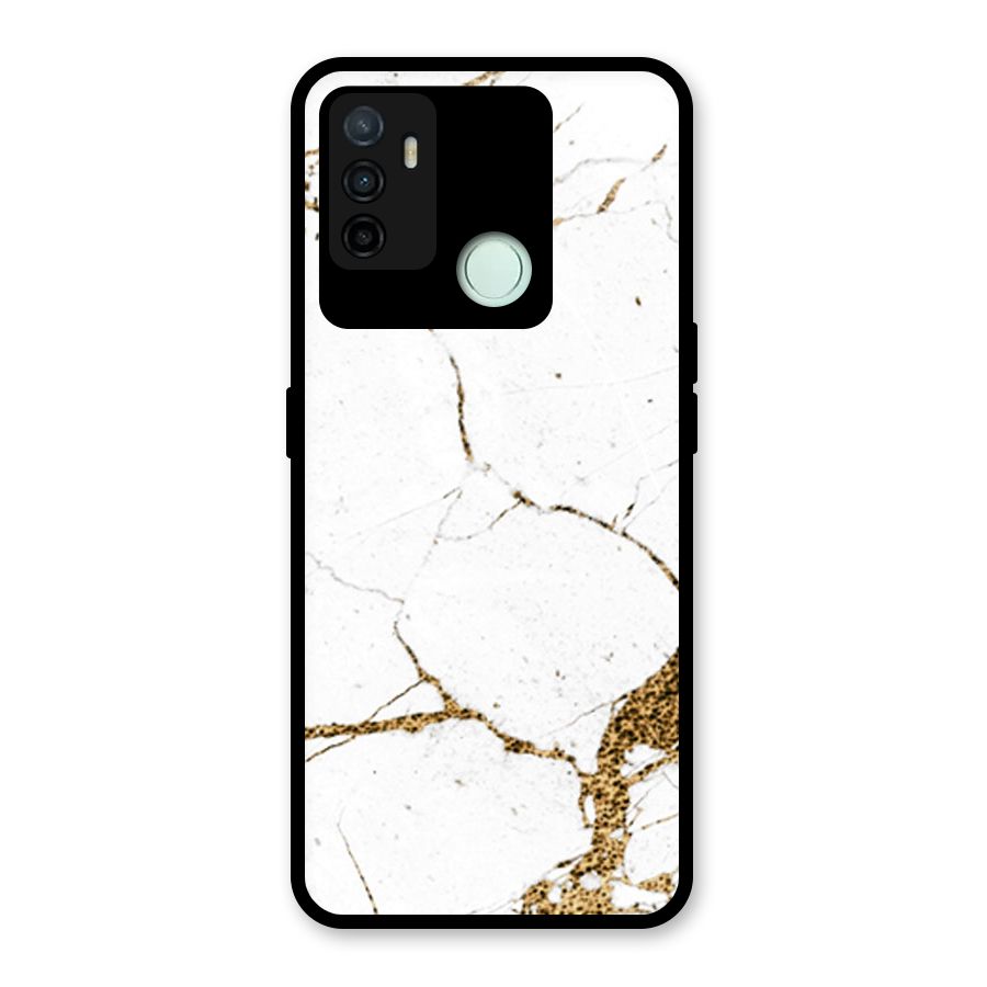White and Gold Design Glass Back Case for Oppo A53