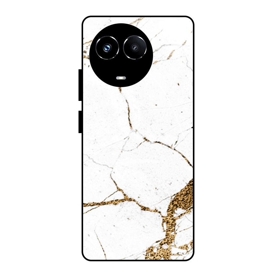White and Gold Design Glass Back Case for Realme 11X