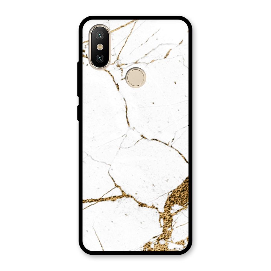 White and Gold Design Glass Back Case for Redmi A2