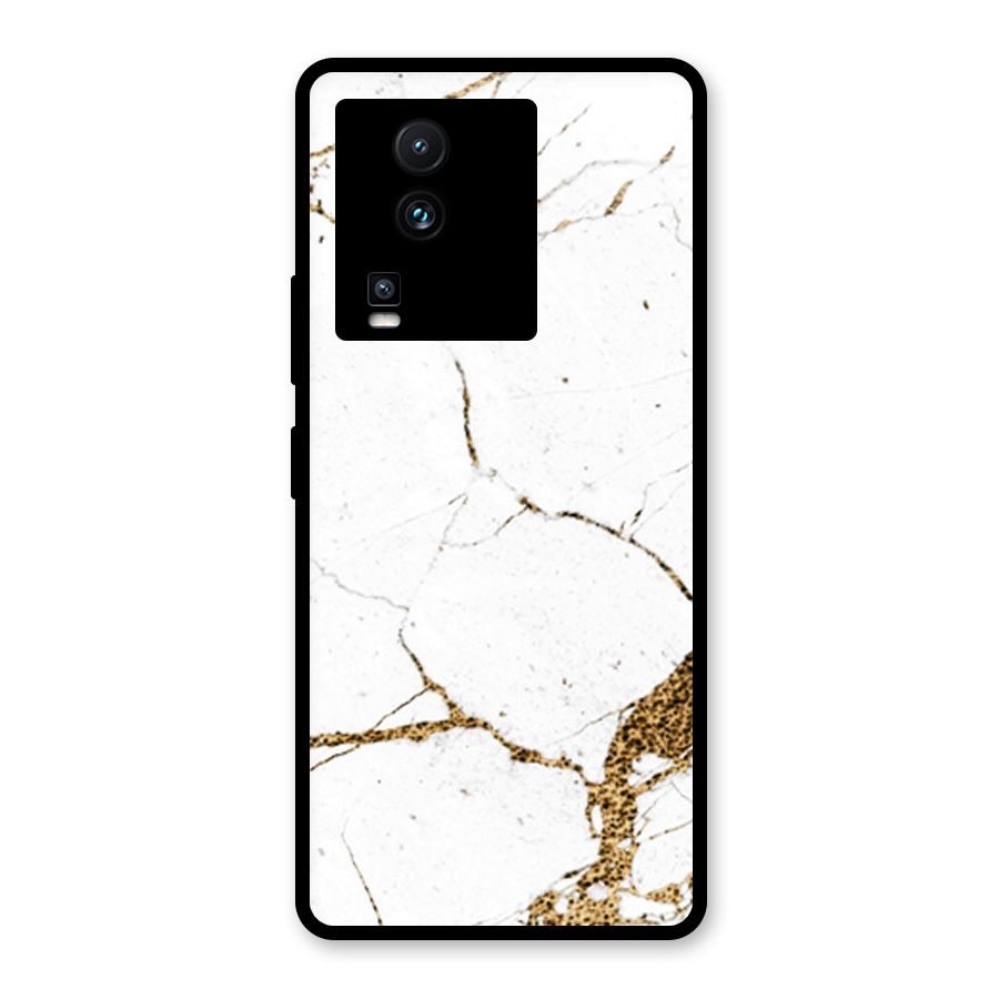 White and Gold Design Glass Back Case for Vivo iQOO Neo 7 Pro
