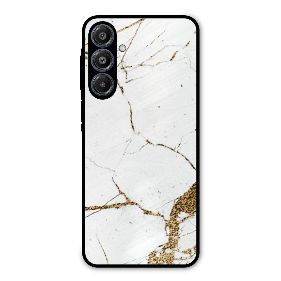White and Gold Design Metal Back Case for Galaxy A16 5G