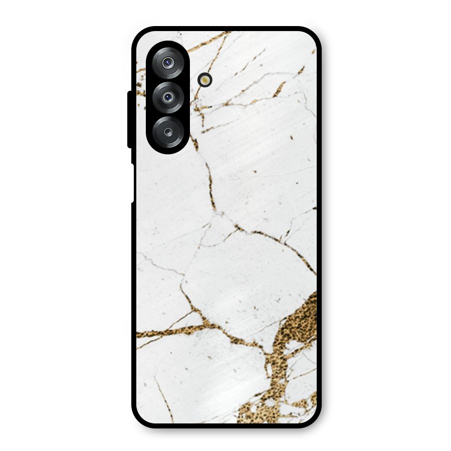 White and Gold Design Metal Back Case for Galaxy A26