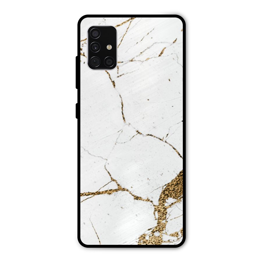 White and Gold Design Metal Back Case for Galaxy A51