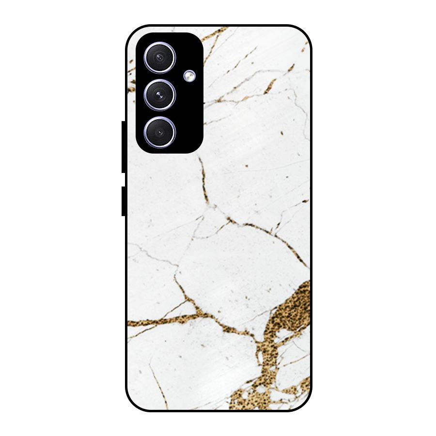 White and Gold Design Metal Back Case for Galaxy A54