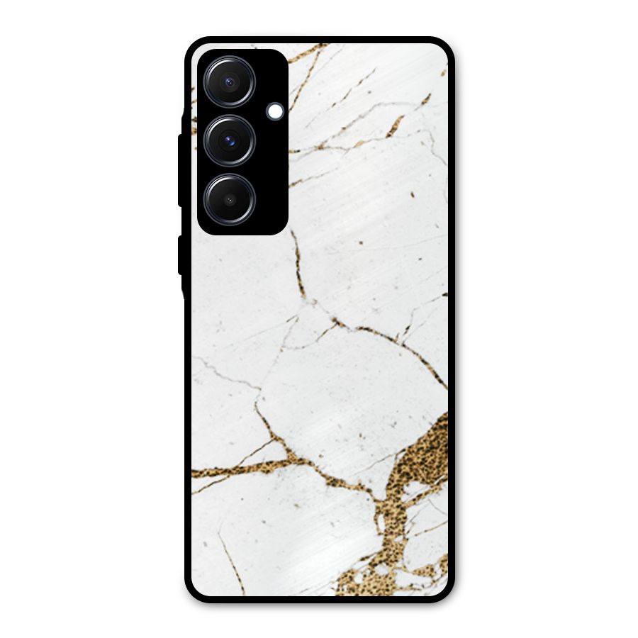 White and Gold Design Metal Back Case for Galaxy A55
