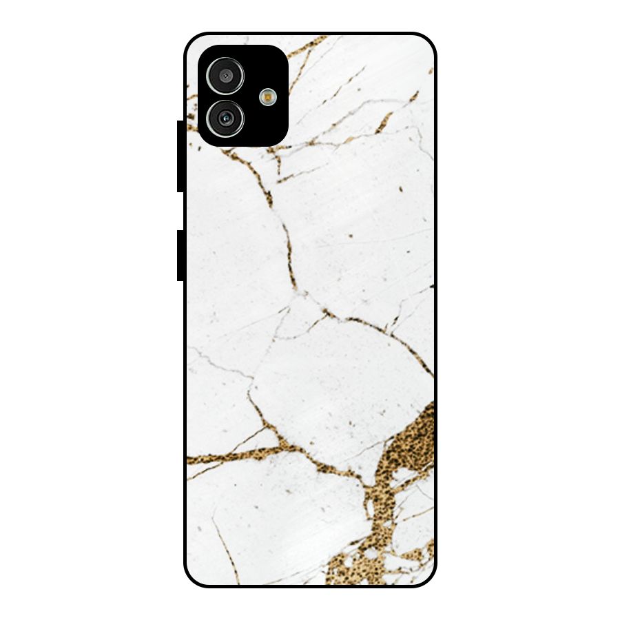 White and Gold Design Metal Back Case for Galaxy M13 5G