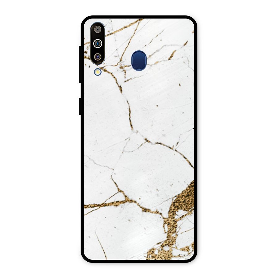 White and Gold Design Metal Back Case for Galaxy M30
