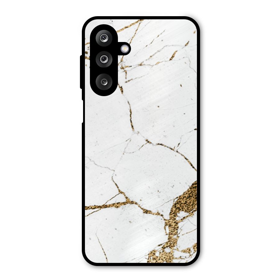 White and Gold Design Metal Back Case for Galaxy M36
