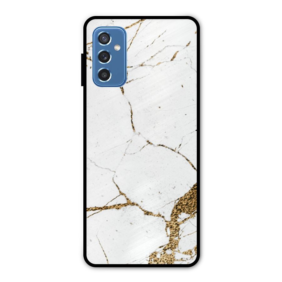 White and Gold Design Metal Back Case for Galaxy M52 5G