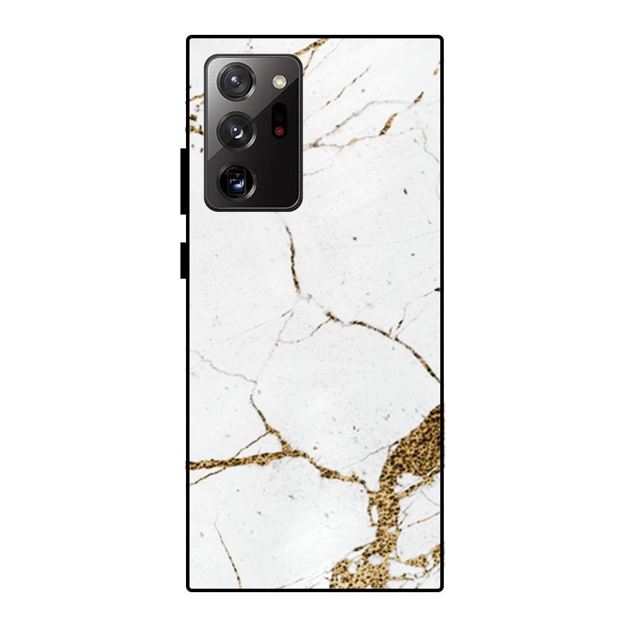 White and Gold Design Metal Back Case for Galaxy Note 20 Ultra