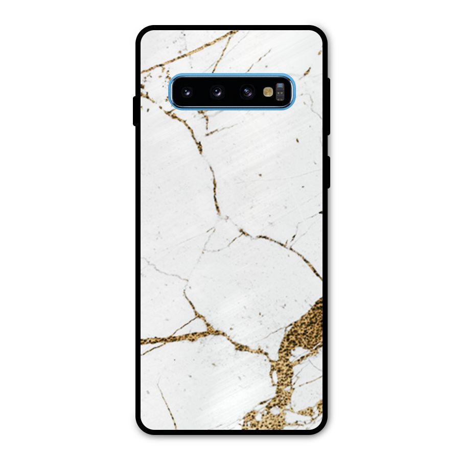 White and Gold Design Metal Back Case for Galaxy S10