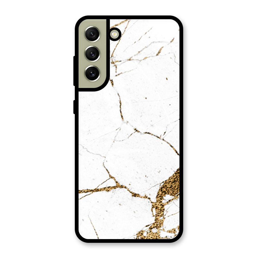 White and Gold Design Metal Back Case for Galaxy S21 FE 5G (2023)