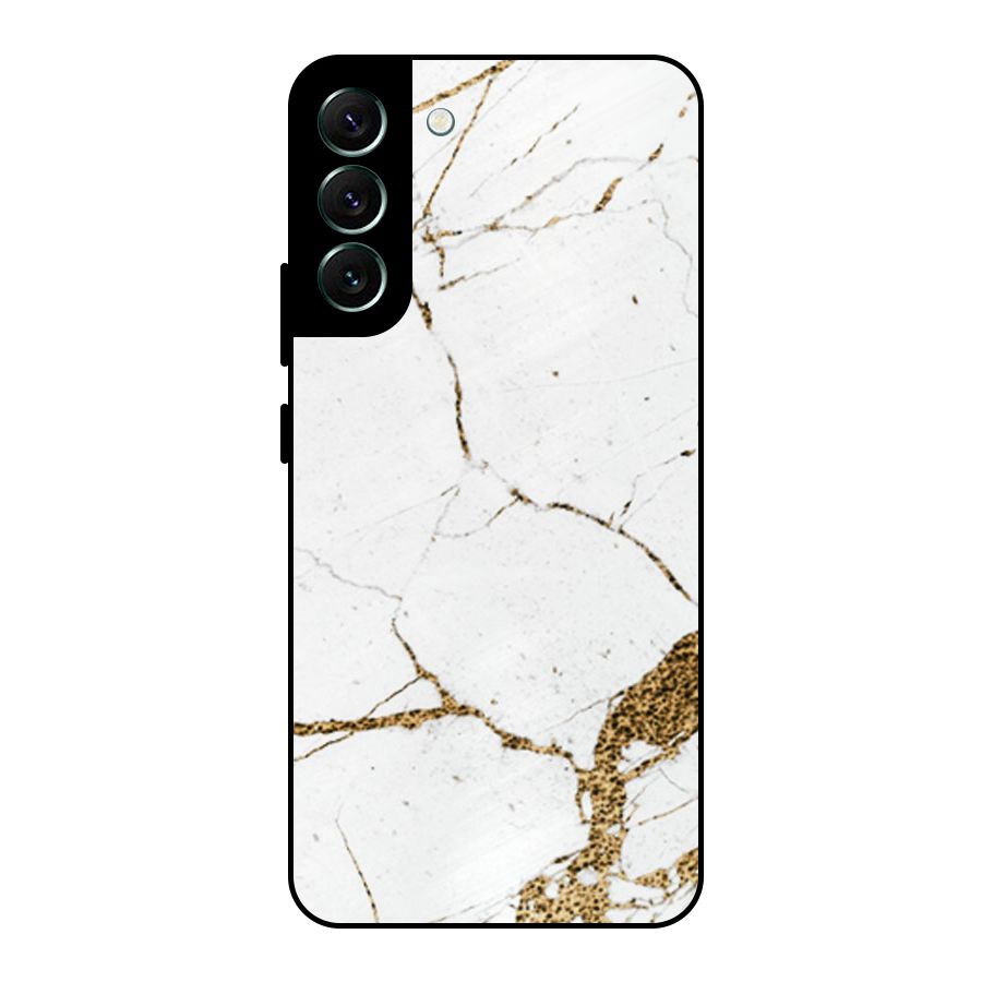 White and Gold Design Metal Back Case for Galaxy S22 Plus 5G