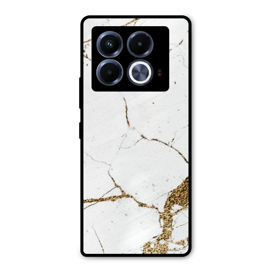White and Gold Design Metal Back Case for Infinix Note 40 5G