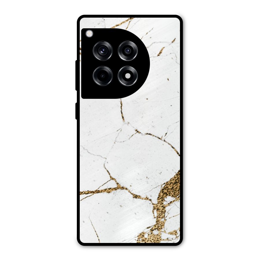 White and Gold Design Metal Back Case for OnePlus 12R