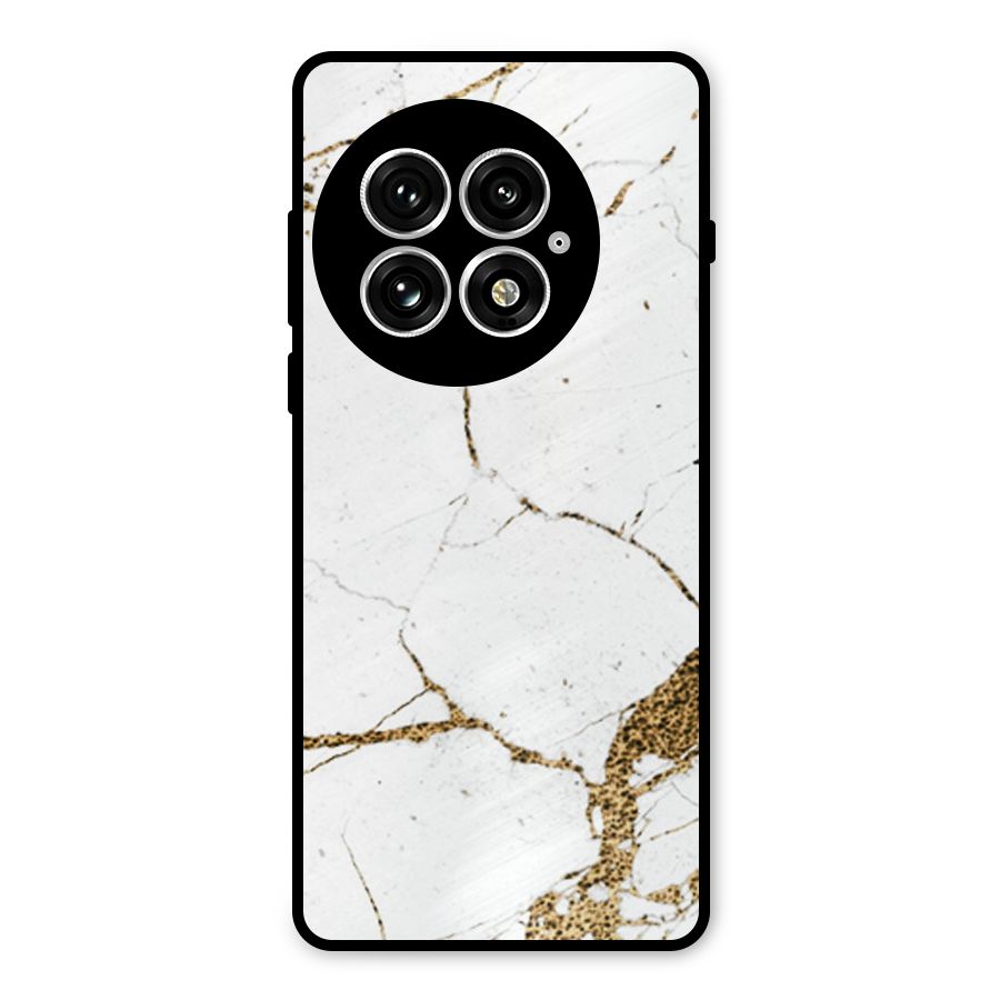 White and Gold Design Metal Back Case for OnePlus 13