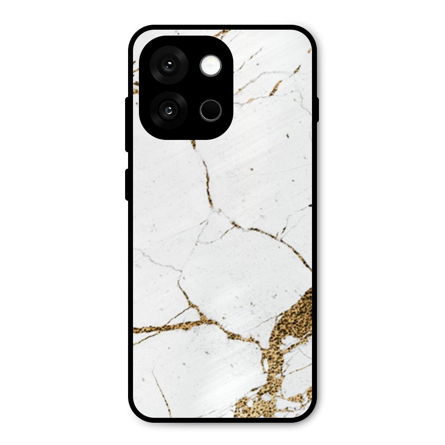 White and Gold Design Metal Back Case for OnePlus 13s