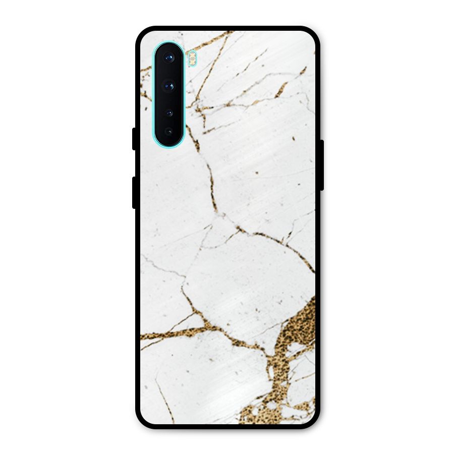 White and Gold Design Metal Back Case for OnePlus Nord