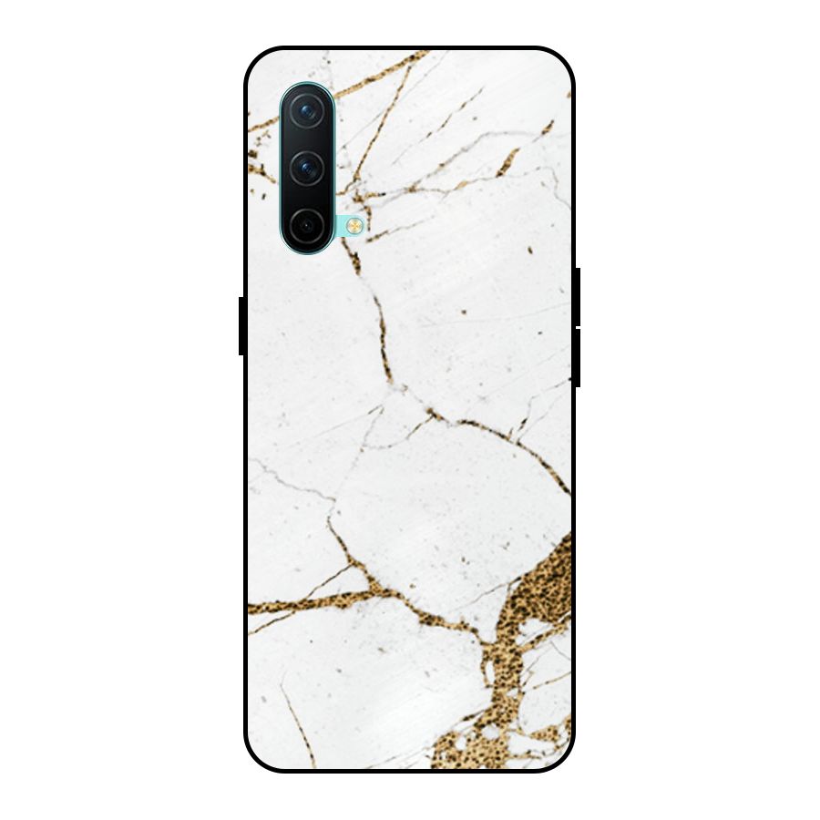 White and Gold Design Metal Back Case for OnePlus Nord CE 5G